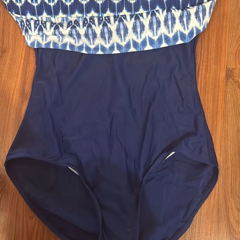 NWT Maxine blue and white one piece bathing suit size 10 swimsuit - Picture 4 of 6